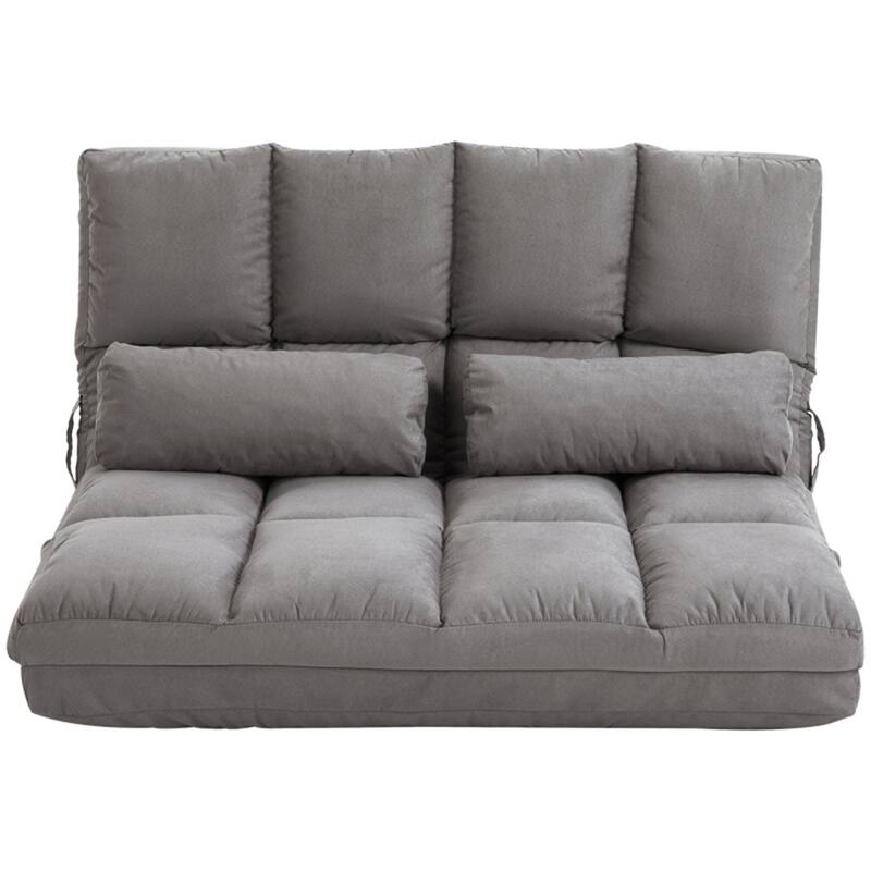 Convertible Suede Sofa Bed 2-in-1 with Adjustable Headrest and Backrest Foldable and Portable - 40.25" W x 28.75" D x 20.75" H