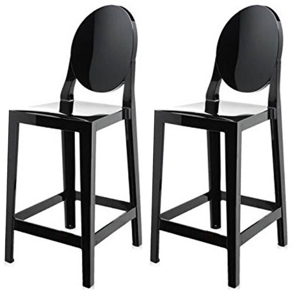 Set of 2 Clear Modern 30" Seat Bar Stool Counter Height With Back Plastic Chairs For Home Restaurant Office