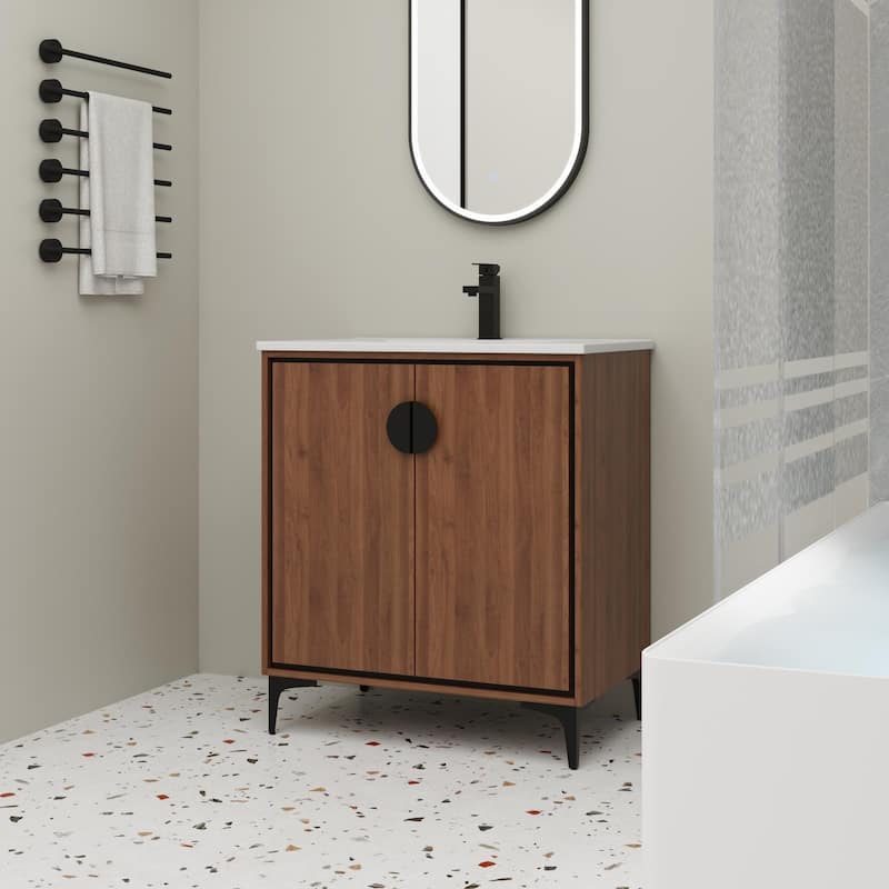 Beingnext 24"/30" Bathroom Vanity with Sink, Freestanding Bathroom Vanity with Soft Close Door and Adjustable Shelf