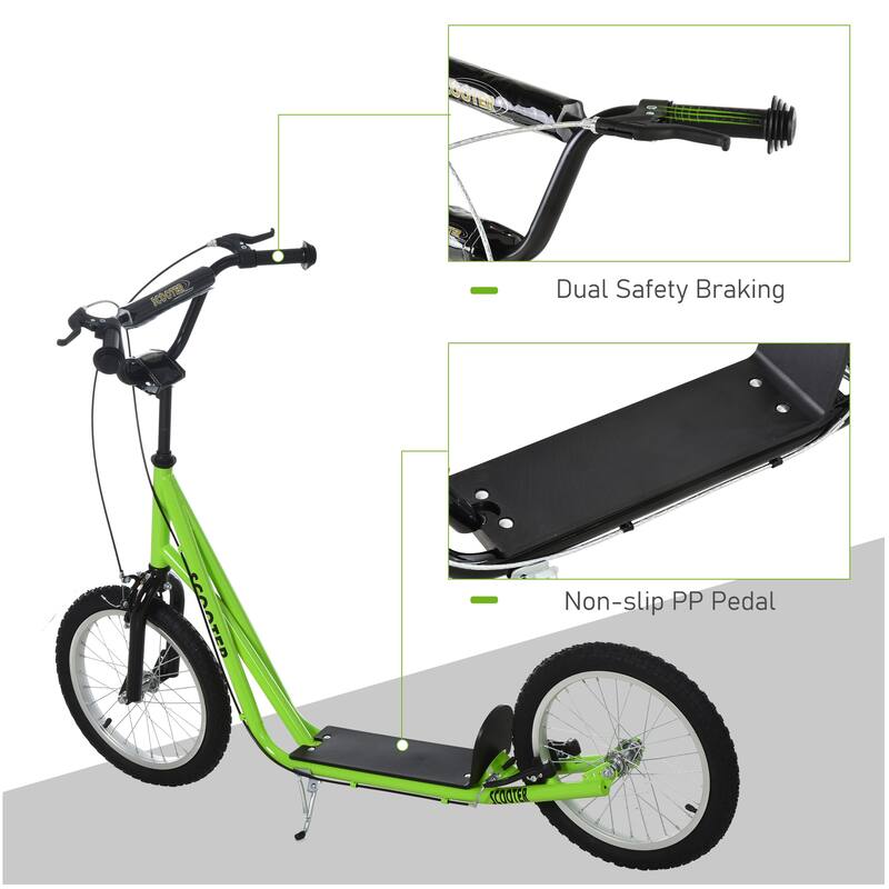 Kids Adjustable Balance Scooter with Inflatable Rubber Wheels Lightweight Steel Frame Indoor Outdoor Toy for Age 5 Plus