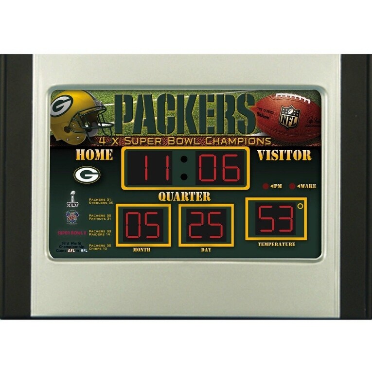Shop Green Bay Packers Desktop Scoreboard Clock With Alarm Overstock 27419297