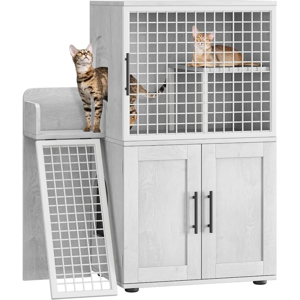 Litter Box Enclosure with Cat House