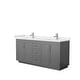 preview thumbnail 17 of 114, Miranda Double Vanity Set, Cultured Marble Top, No Mirror 72-Inch Double - Dark Gray, Nickel Trim, White Cultured Marble Top