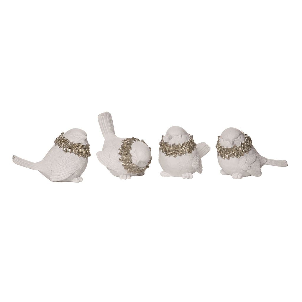 Transpac Large Resin Elegant Glitter Wreath Bird Figurine Set of 4 Christmas Home Decorations