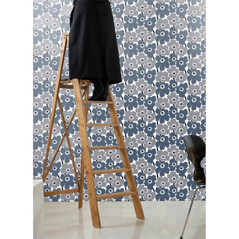 Marimekko Grey Pieni Unikko Peel & Stick Wallpaper