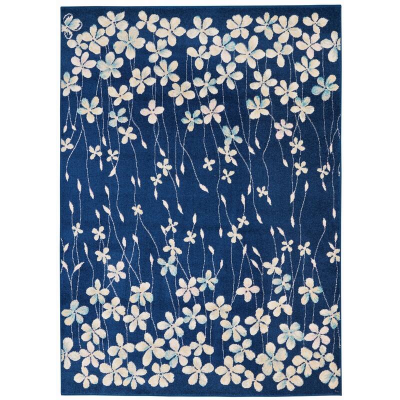 Power Loomed Floral Traditional Stain Resistant Area Rug