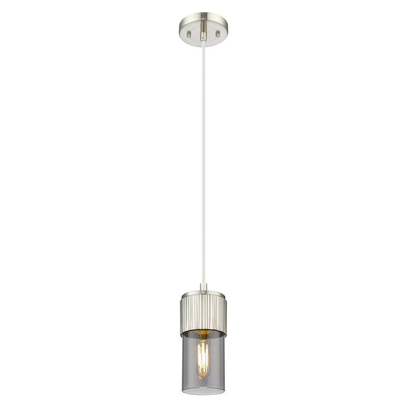 Innovations Lighting Downtown Urban - Bolivar - 1 Light 5 inch" Cord Hung Pendant with 7" Shade - Satin Nickel/Light Smoke Shade