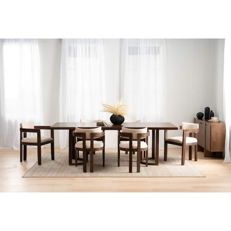 Christopher Knight Home - Seraphina Rubberwood 7 Piece Dining Set - Beige+Walnut