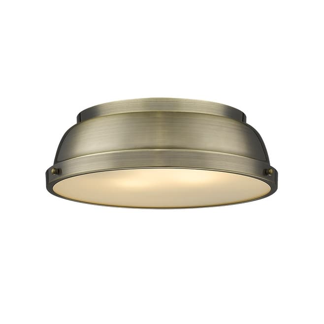 Yep by Golden Lighting Duncan 2-light Flush Mount in Rubbed Bronze and Matte White shade