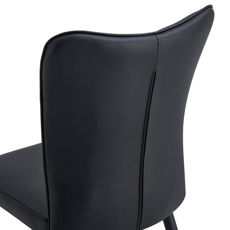 Modern Black PU Chair Set - 6 Pieces, Featuring Vertical Smooth-Line Backrest Design
