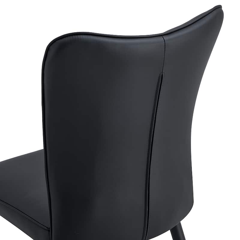 Modern Black PU Chair Set-Four Pieces,The Backrest Has A Vertical And Smooth Line Design.Suitable For Placement