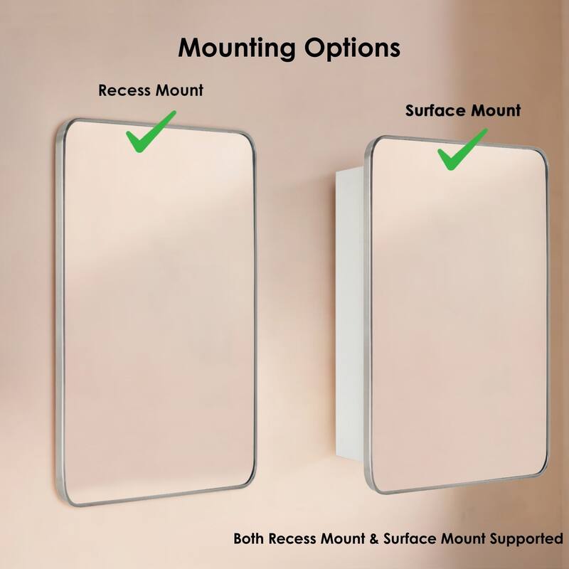 TEHOME Garnes Recessed or Surface Mount Framed Medicine Cabinet with Adjustable Shelves