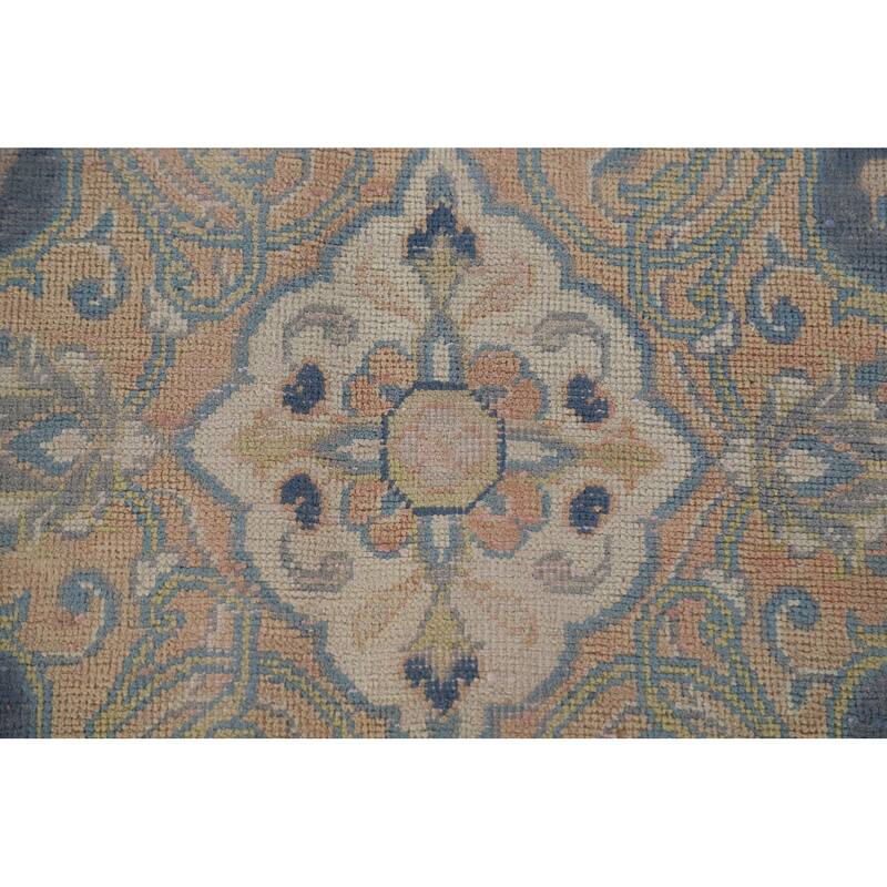 Hand Knotted Oriental 100% Wool Carpet Traditional Floral Navy Blue & Blues Sarouk Area Rug - 10' 4'' X 6' 8''