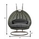 preview thumbnail 50 of 128, LeisureMod Modern 2-Person Egg Hanging Swing Chair with Beige Wicker, Oxford Fabric Cover, Patio Hammock Lounger and Cushions