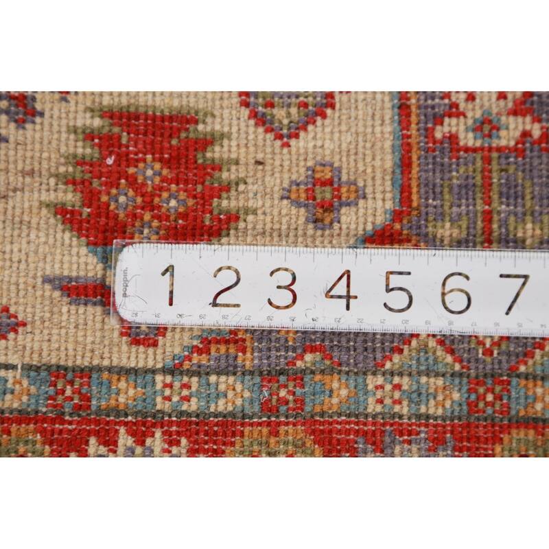 Traditional Kazak Accent Rug Hand-Knotted Beige Wool Carpet - 2'10"x 4'0"