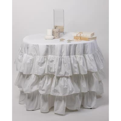Cottage Home French Ruffle Cotton Round Tablecloth