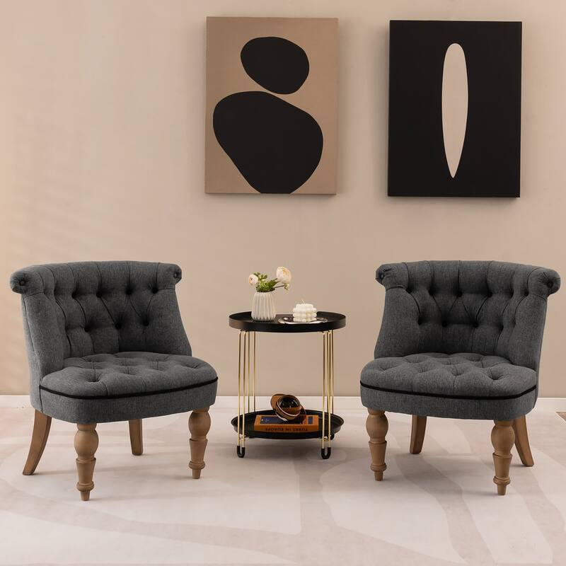 Costway Set of 2 Upholstered Slipper Chairs Armless Accent Chairs w/ - See Details