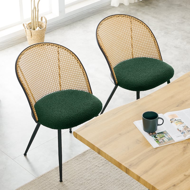 Modern Upholstered Rattan Dining Chairs Set of 2/4