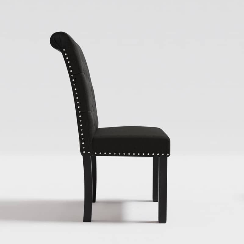 High-Back Tufted Nailhead Upholstered Dining Chairs (Set of 8)