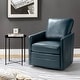 preview thumbnail 43 of 55, Terrance Transitional Swivel Faux Leather Barrel Accent Chair with Metal Base Turquoise