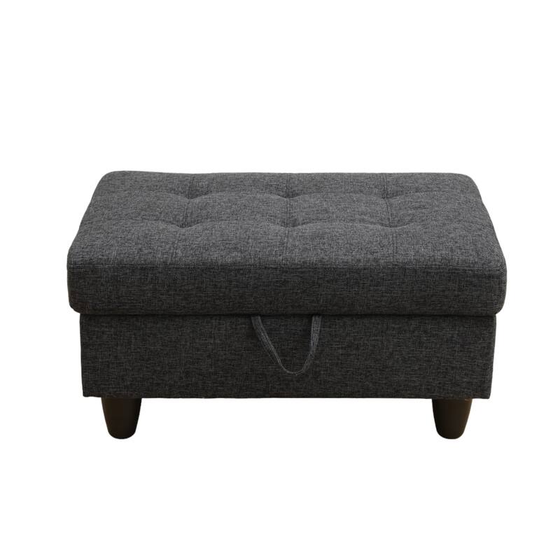 KISRAIS 34" Wide Upholstered Storage Ottoman