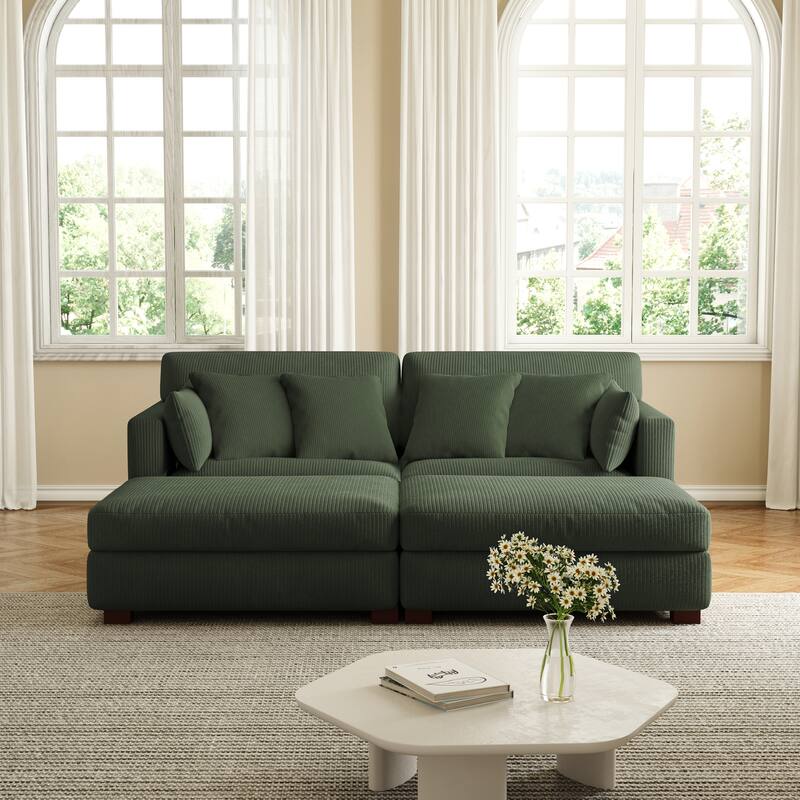 Corduroy Modular Sectional Sofa Deep Seat Corner Sofas & Ottomans