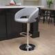 Chrome Upholstered Height-adjustable Rounded Mid-back Barstool - Grey Fabric