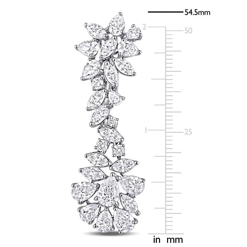 Miadora 13 5/8ct TDW Diamond Floral Cluster Drop Earrings in 18k White Gold