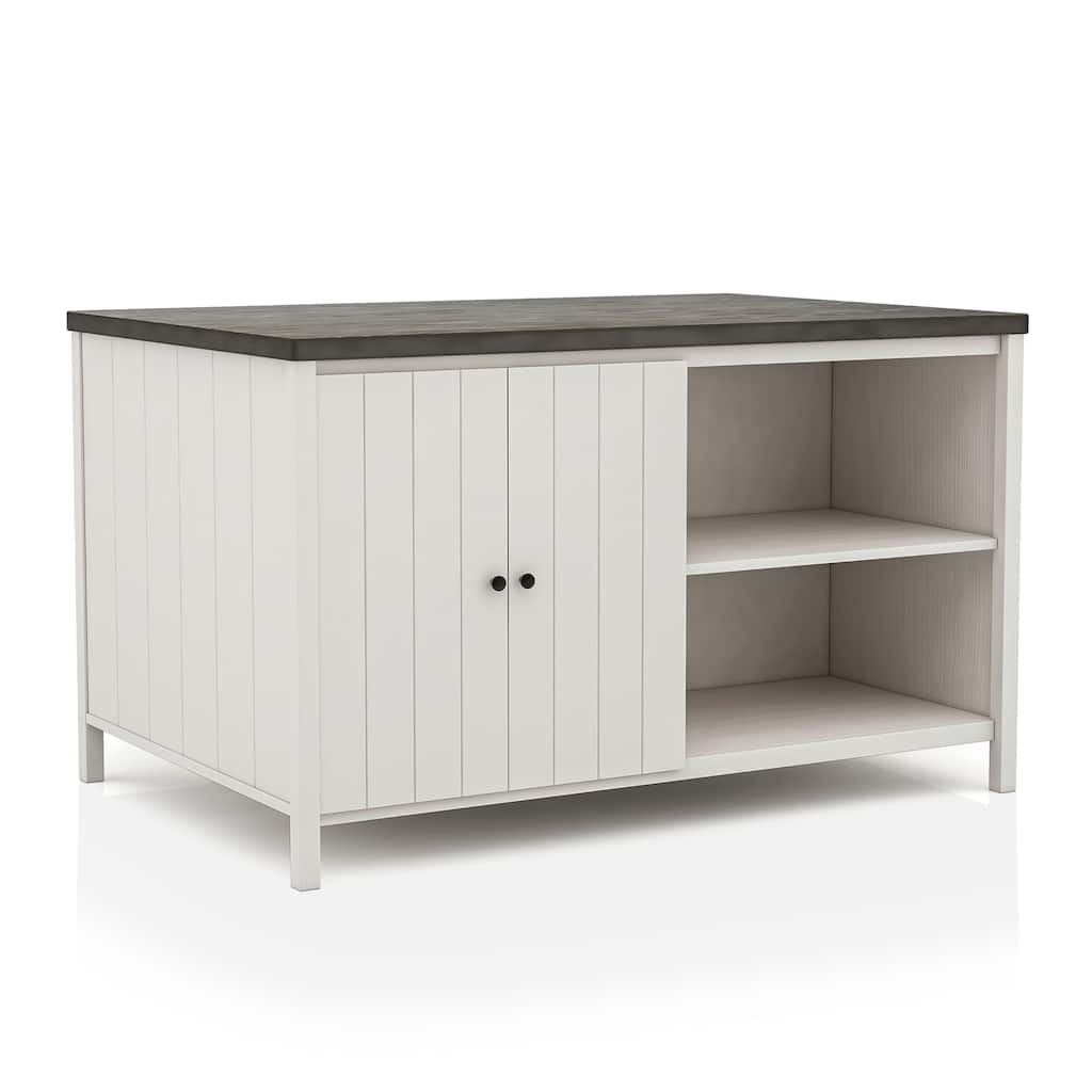 Furniture of America Hanto Farmhouse White 60-inch Counter Height Table