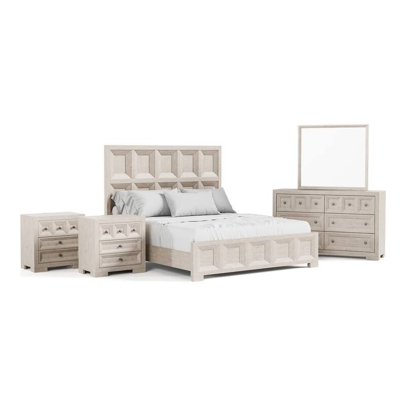 Furniture of America Durem Modern Classic 5-Piece Solid Wood Panel Bedroom Set with 3-Drawer Nightstand