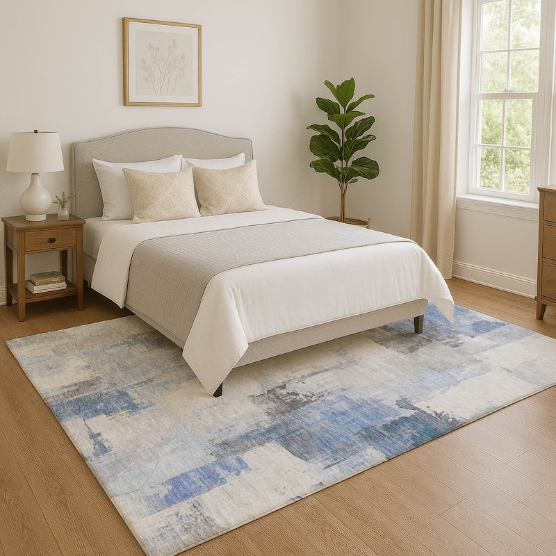 Premium Washable Super Soft Abstract Chic Mayfield Rug - Denim - 10' x 14'