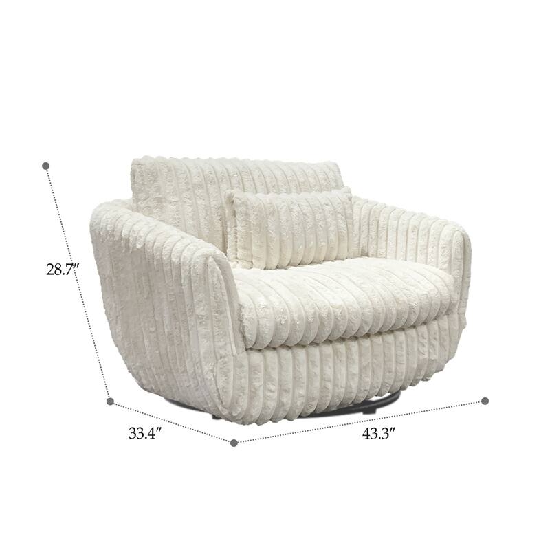 43.3" Wide -Accent Chairs Luxury Velvet Cream Swivel Sofa