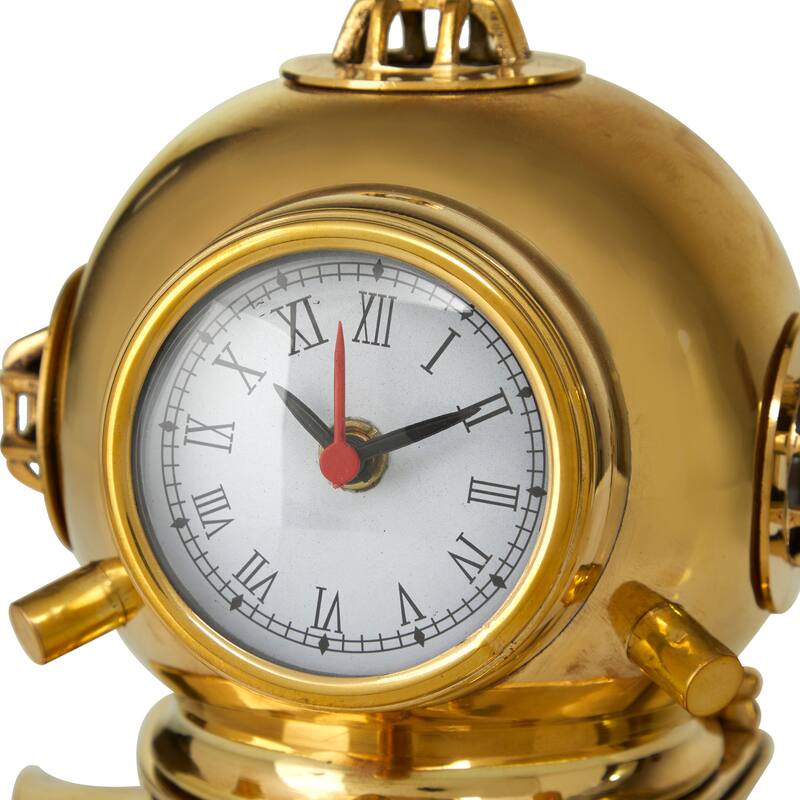 Metal Nautical Clock Decor - Gold, Brass, or Black - 8 x 7 x 8