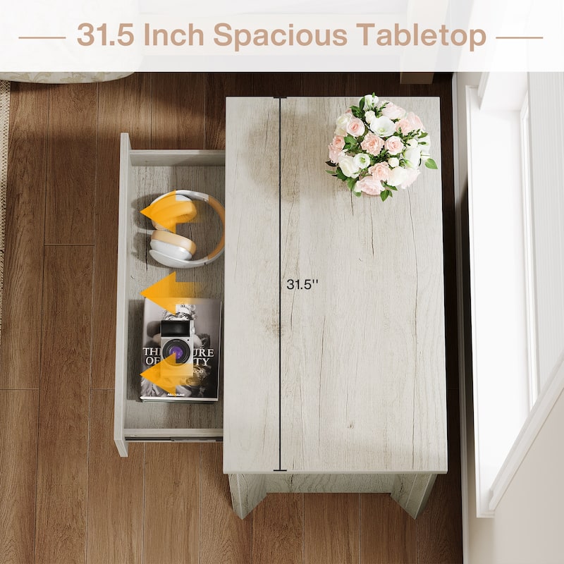 Oversized 3-Drawer Wood Nightstand, Large Storage Night Stand for Bedroom