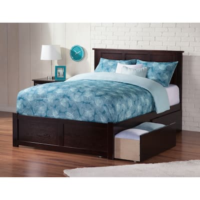 Madison Full Platform Bed with 2 Drawers in Espresso