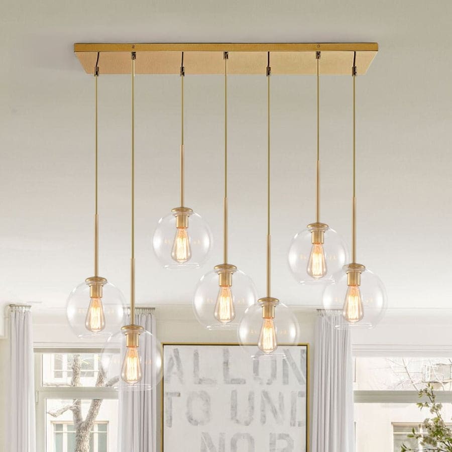 7-Light Glass Globe Kitchen Island Pendant Light