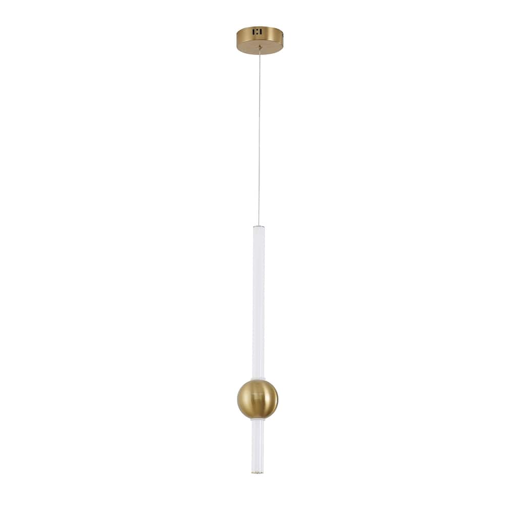 1-Light Gold LED Pendant With A White Glass Shade