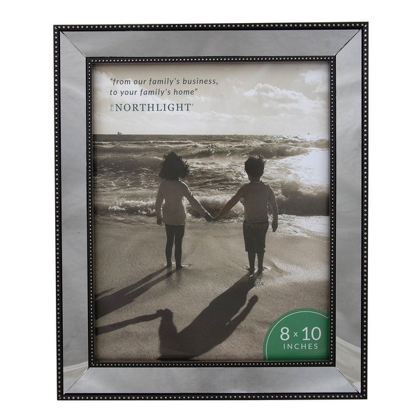 Silver Studded Glass Mirror Encased Photo Picture Frame 8x10 - 8-inchx10-inch
