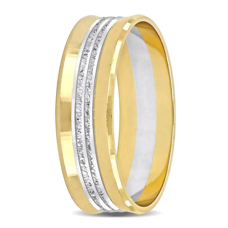 Miadora 6 mm Mens Wedding Band in Two-Tone 10k Yellow and White Gold