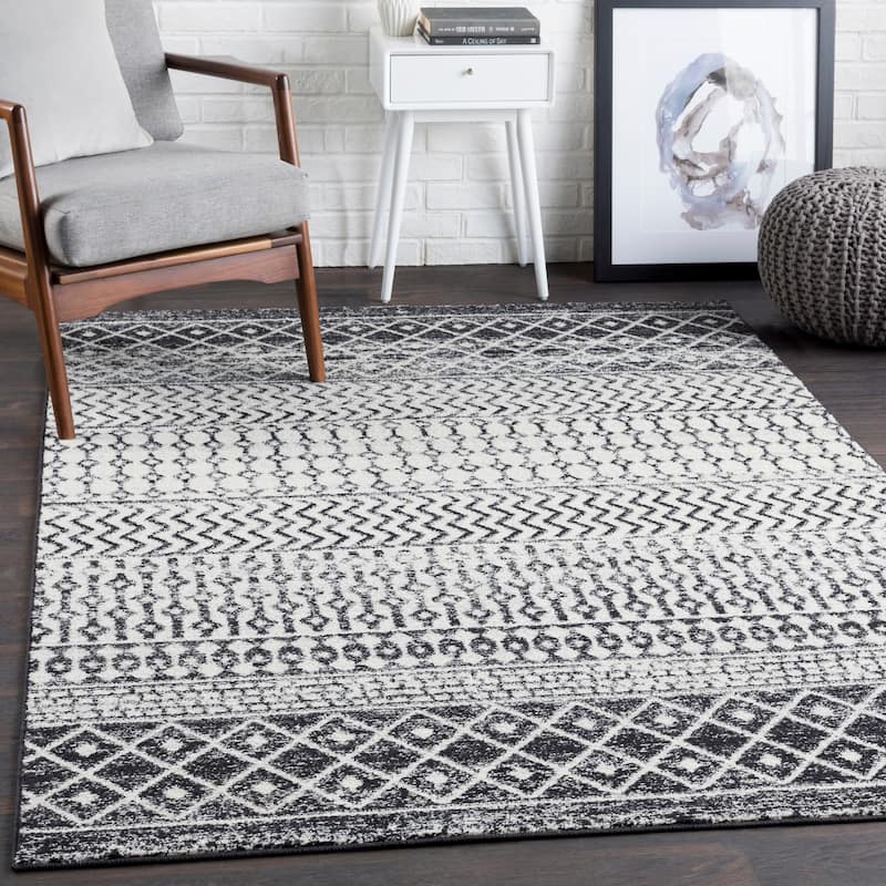 Livabliss Edie Bohemian Geometric Area Rug - 9' x 12'6" - Black - Rectangle