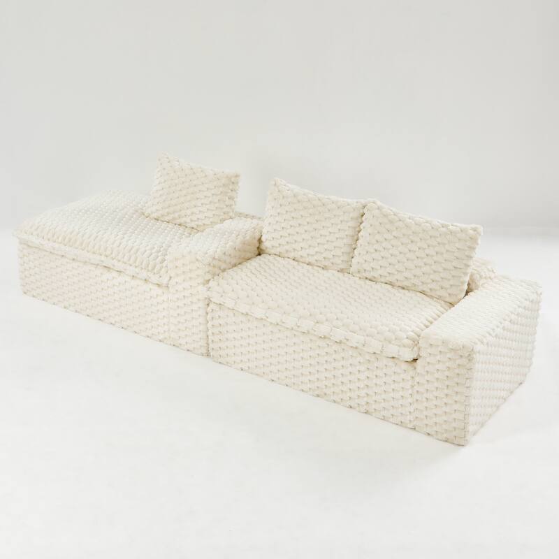 L-Shaped Sleeper Sectional Sofa Convertible Straight Sofa, Loveseat and Chaise Lounge Set for Living Room