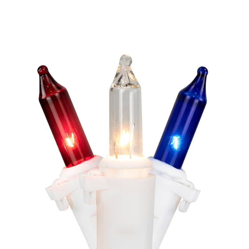 105ct Red Clear Blue Christmas Mini Icicle Lights - 6.5ft White Wire