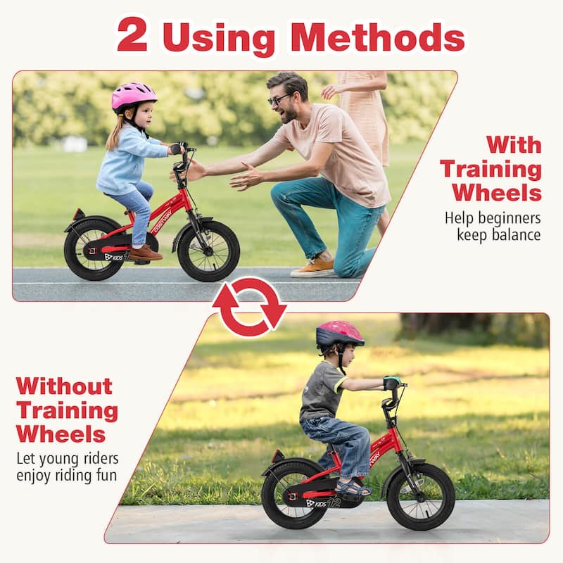 Costway 12"/14"/16"/18" Kids Bike for 3-4 Years Old Boys & Girls with