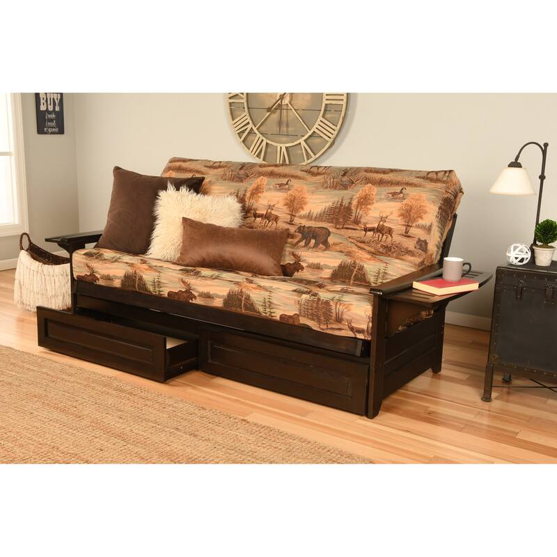 Porch & Den DeSoto Espresso Full-size Futon Set with Innerspring Mattress - Canadian Wildlife
