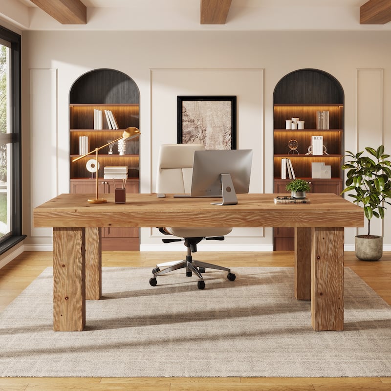 63 Inch Solid Wood Executive Desk for Home Ofiice