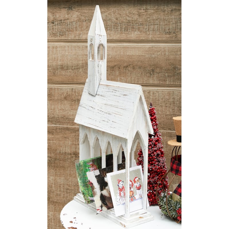 24" Church Christmas Card Holder
