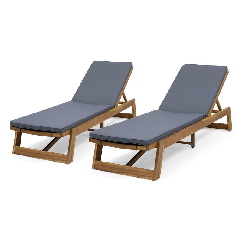 Maki Outdoor Acacia Wood Chaise Lounge Set (Set of 2) by Christopher Knight Home