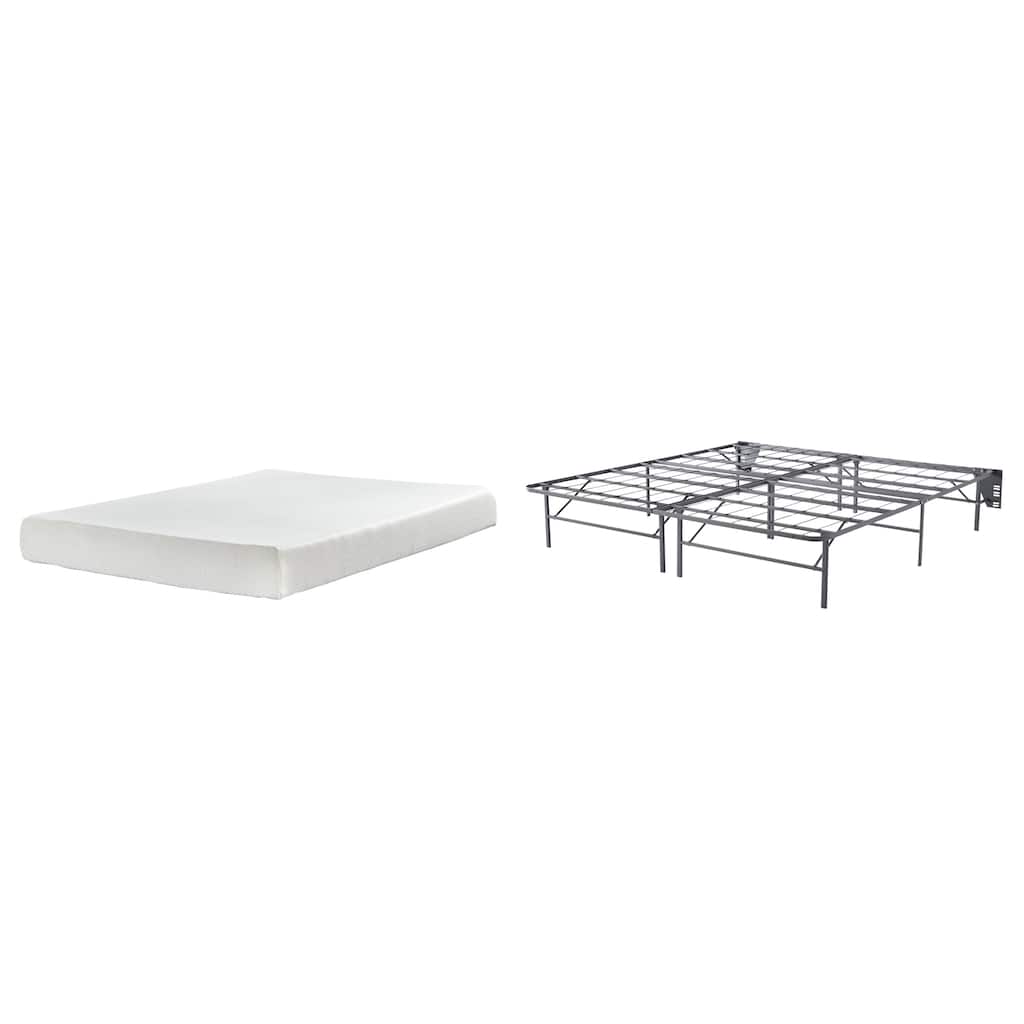 Signature Design by Ashley Chime 8 Inch Memory Foam Black/White 2-Piece King Mattress Package