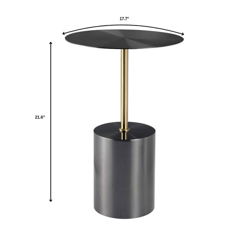 40-Inch Round Side Table in Stainless-Steel with Pedestal Base Accent End Table Malta Series
