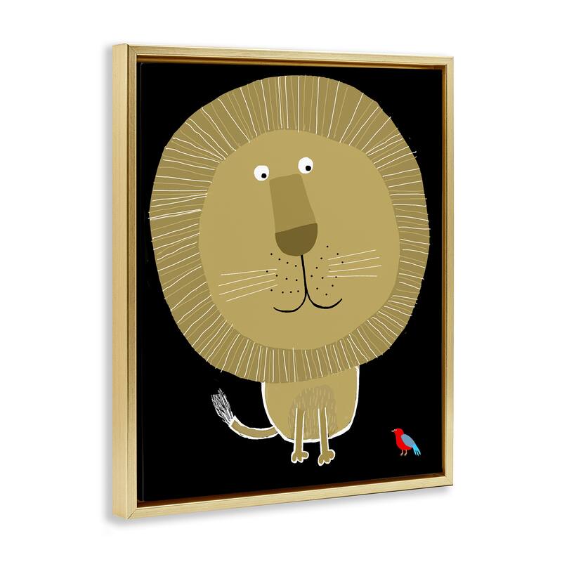 Stupell Lion and Bird Friends Framed Floater Canvas Wall Art Design By Carla Daly